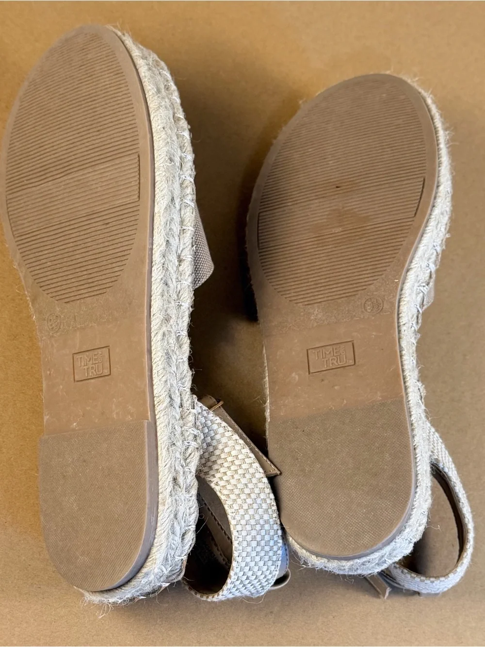 Time and Tru Beige Woven Espadrille Platform Sandals